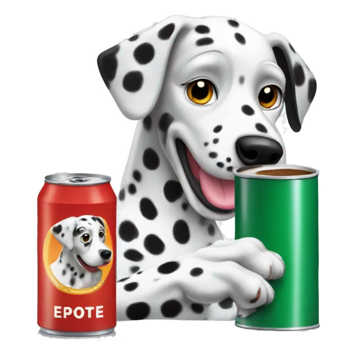 Dalmatian dog drinking espresso out of a can sticker