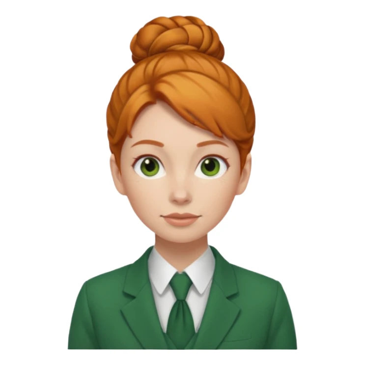 ginger woman with bun hair with green suit  sticker