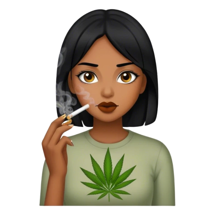 girl with black hair smokes weed sticker