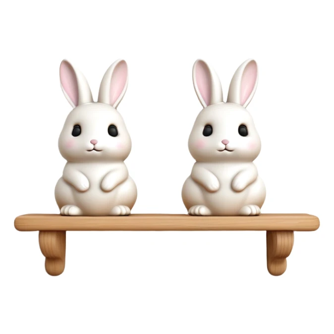 Cute bunny figurines on a shelf on a wall sticker