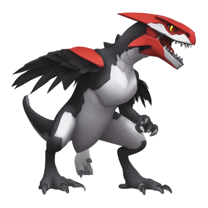  Cool Edgy Black Red Grey White Digimon-Fakemon-Raptor-Reptile full body sticker
