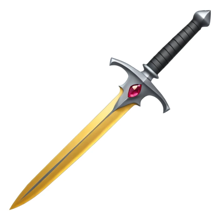 minimal emoji dagger with dull blade and simple hilt, colored gemstone in hilt, no other colors sticker