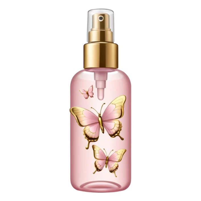 Light pink body mist bottle with gold butterflies  sticker