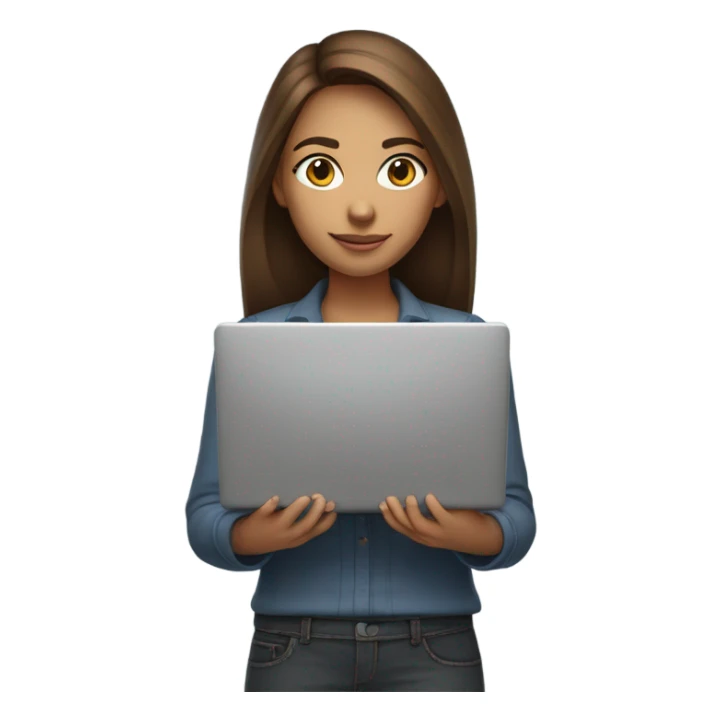 Medium hair light Brown girl, computer science intern with a laptop  sticker