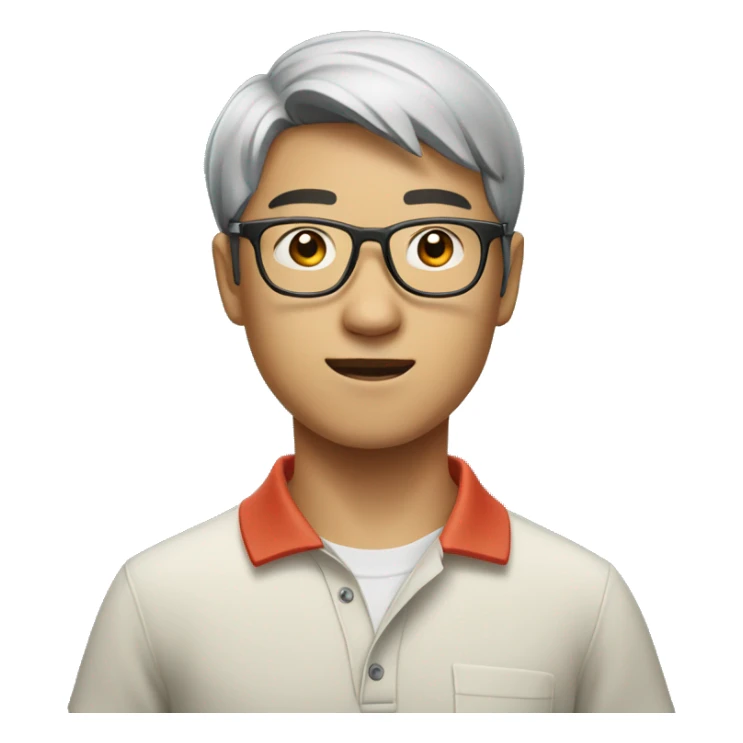 Young chinese bespectacled man wearing a polo shirt sticker