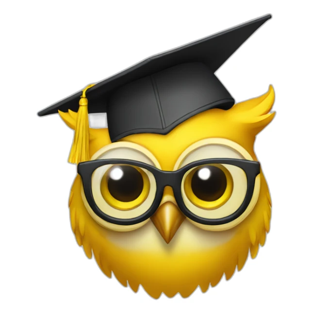 yellow-owl-with-glasses-and-with-mortarboard-on-its-head sticker