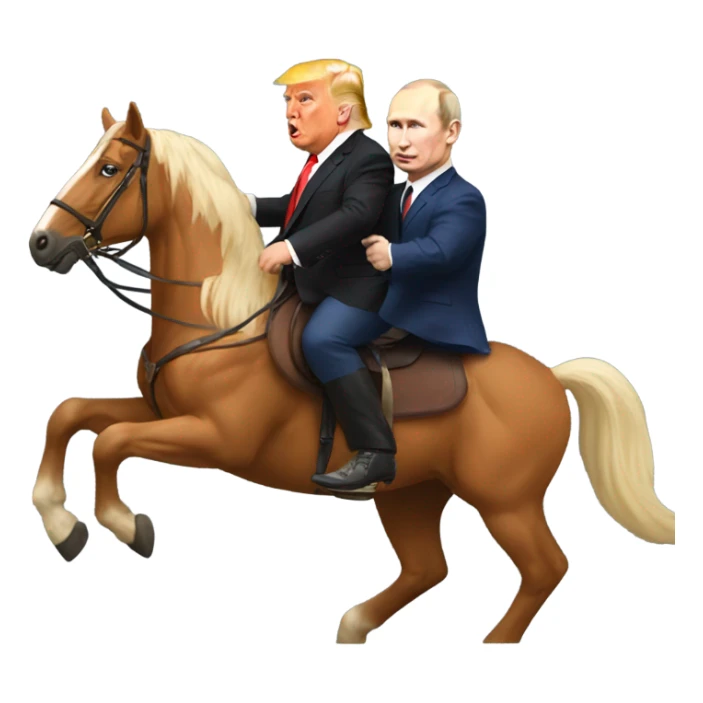 Trump and Putin riding a horse together  sticker