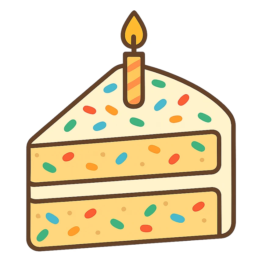 flat toon slice of funfetti birthday cake sticker