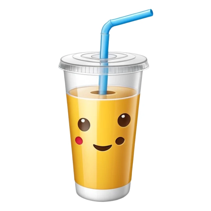 3D minimal icon of a snack and drink cup with a clear accent in #FF3D00, clean and modern cafeteria feel sticker