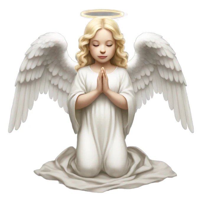 Hyper Realistic pale praying angel full body with halo sticker