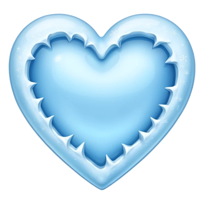 a solid ice blue heart covered in frost as though it was frozen. sticker