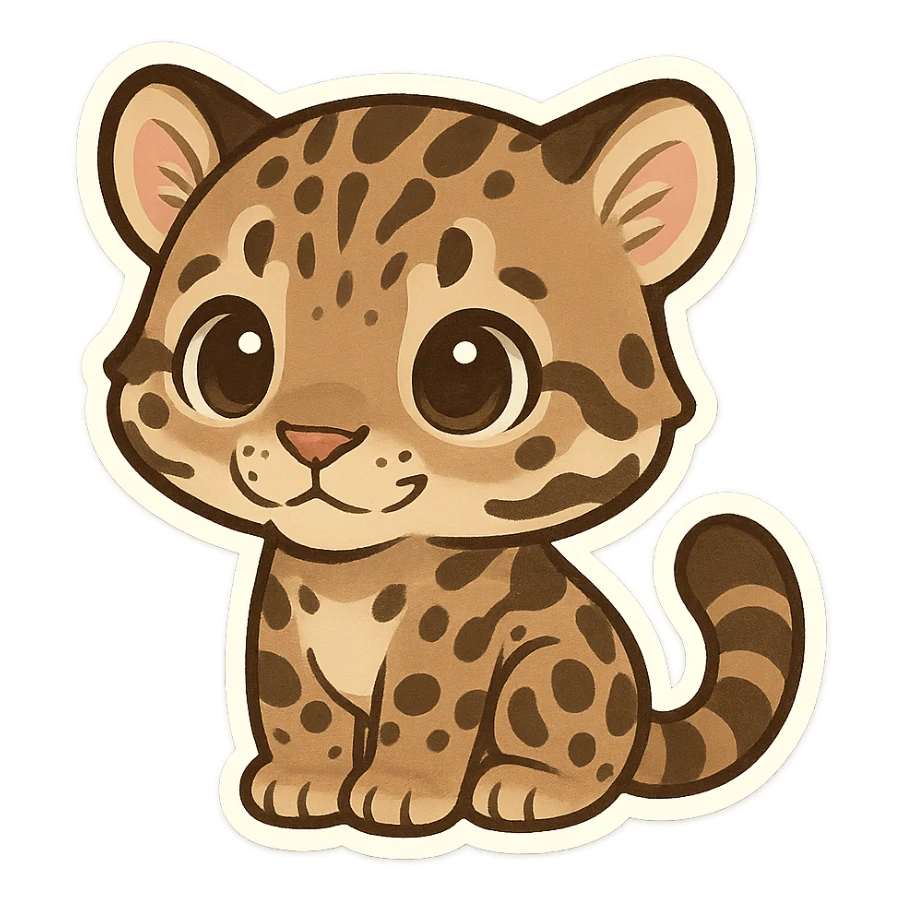 clouded leopard baby sticker