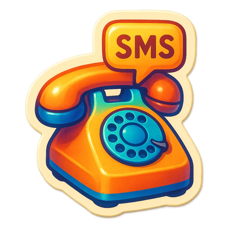 A retro phone with an SMS notification, vintage design and bright colors sticker