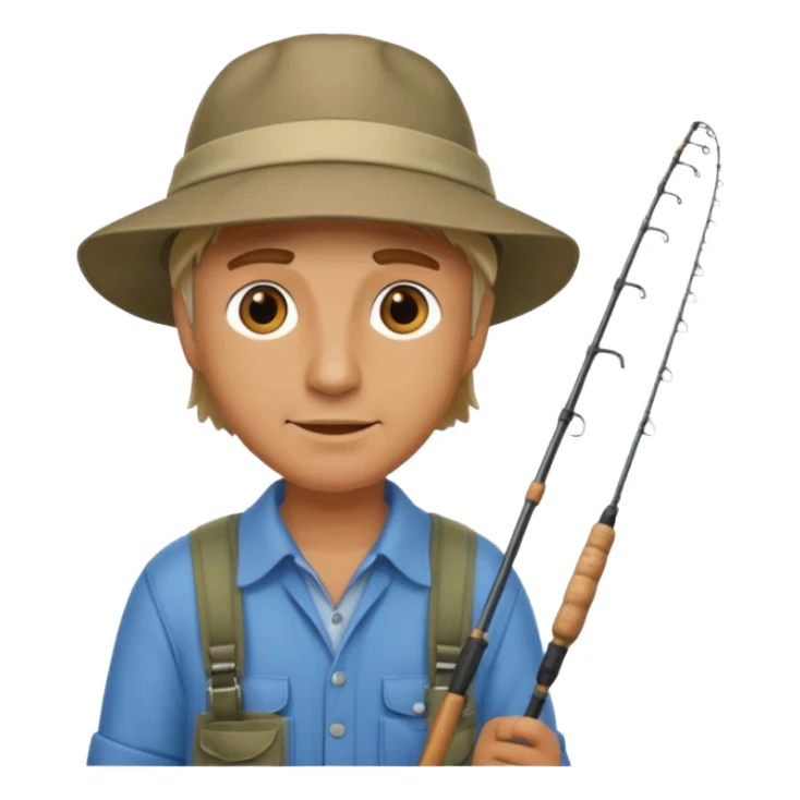 a man holding a fishing rod sticker