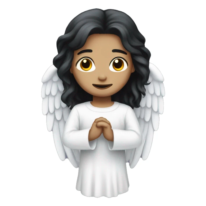 An angel with long black hair and white skin sticker