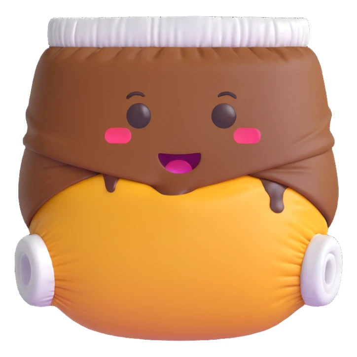 diaper stained with brown smelly poop, emoji style sticker