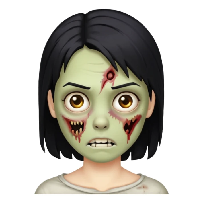 faca o icon de um zombie c cabelo preto e a parte lateral no degrade loiro sticker