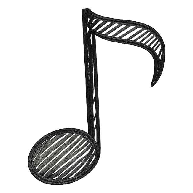 hand drawn outlined icon of a music note, no fill sticker
