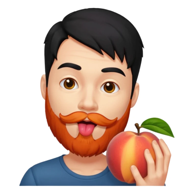 Black hair Man red beard licking peach sticker