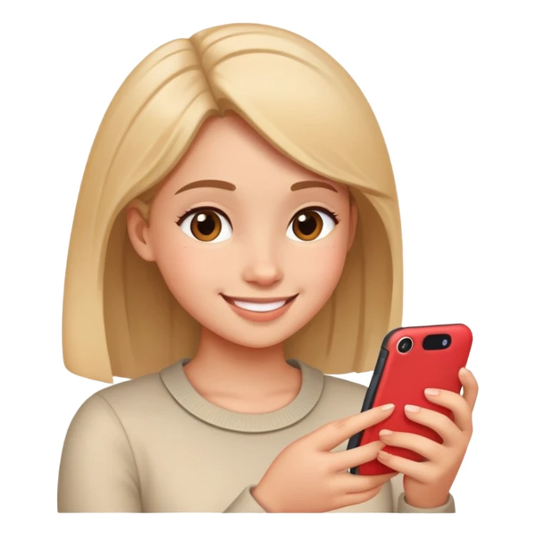 a girl texting someone but make her look in love sticker