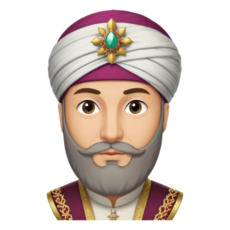 Fatih Sultan Mehmet, Ottoman sultan, with a trimmed beard and decorated turban sticker