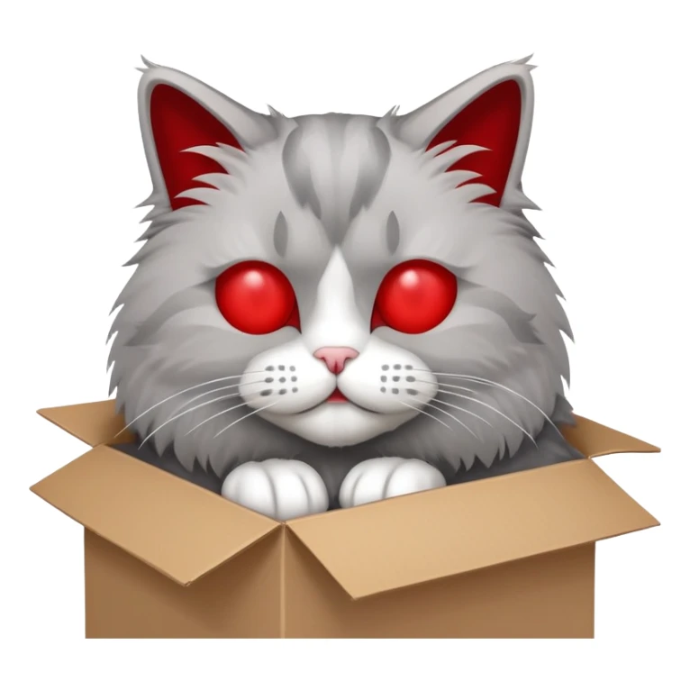 schrodinger's cat in cardboard box with red x'es for eyes closed sticker