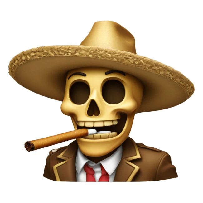 esqueleto con sombrero y un cigarro sticker