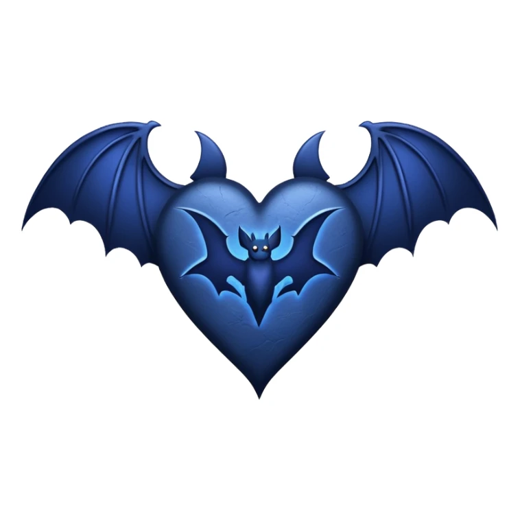 gothic style heart, midnight blue with bat wings sticker