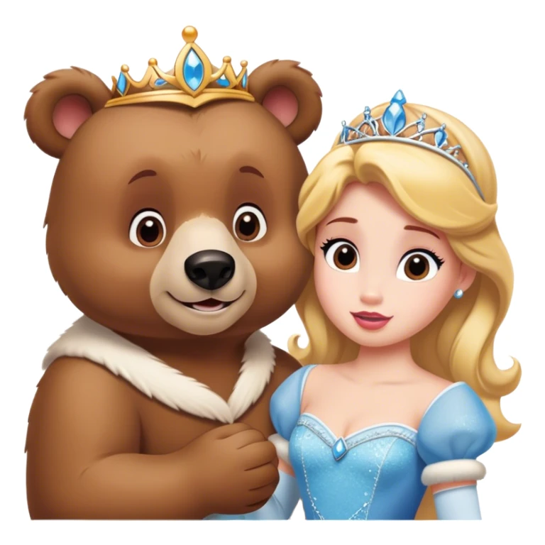Make Dudu and Bubu (brown and white bear) into disney princesses sticker