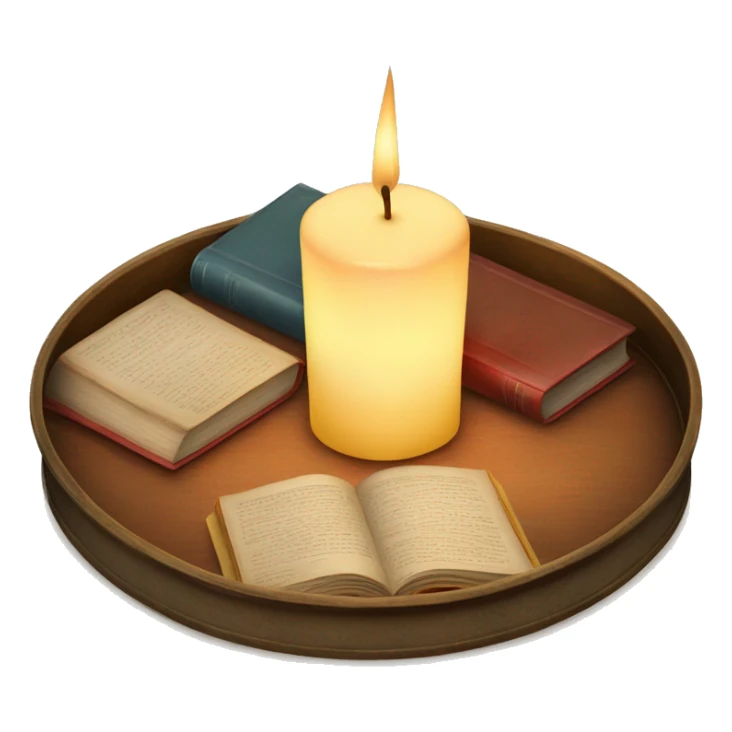 vintage tray with books and candle sticker