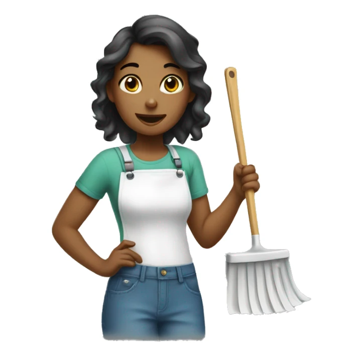 Girl doing house chores sticker