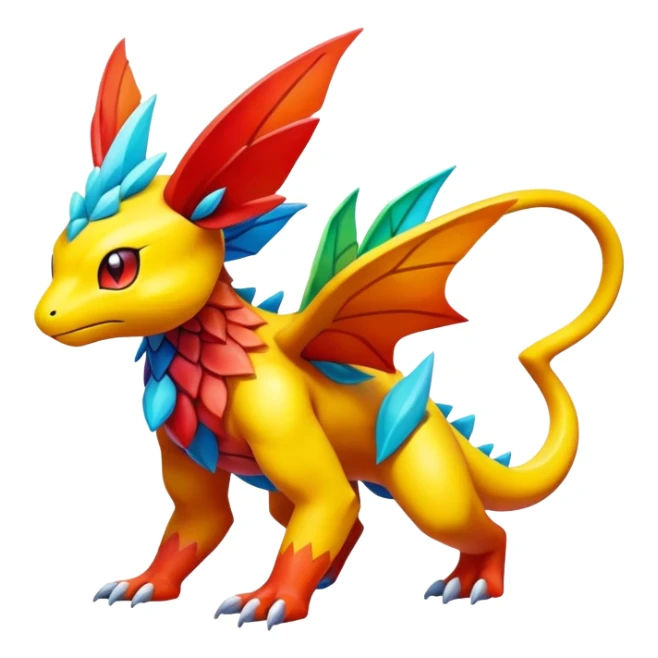 Elemental Exotic Vibrant Multicolored Pokémon-Fakémon-hybrid-creature (full body) sticker