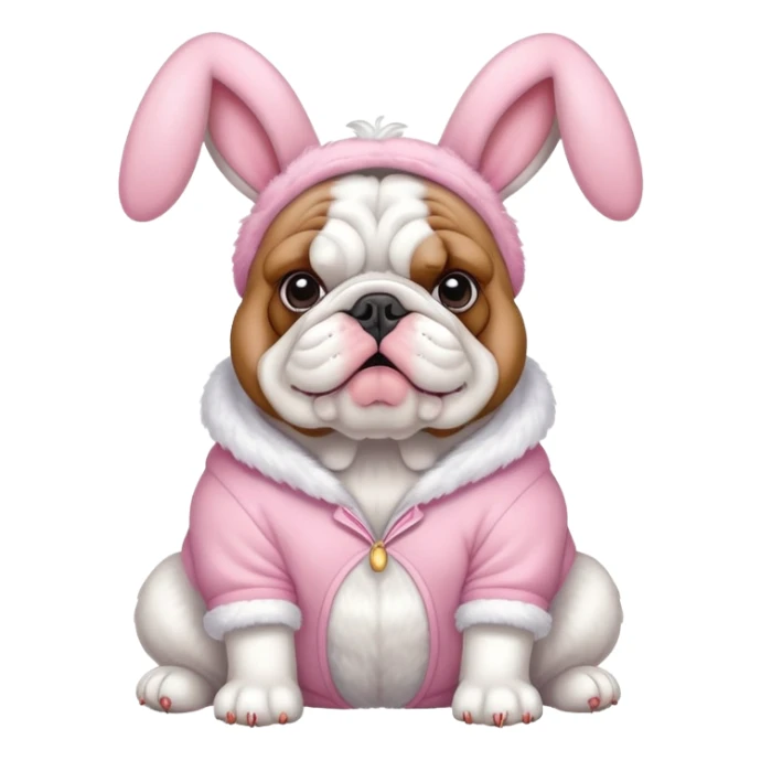 Bulldog in bunny costume  sticker