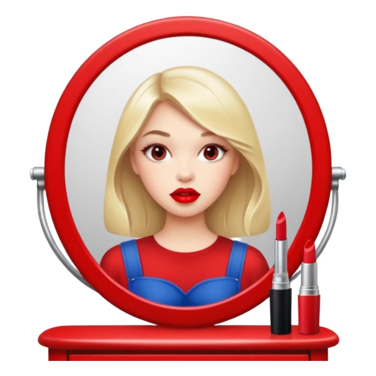 A beautiful girl paints her lips in front of the mirror sticker