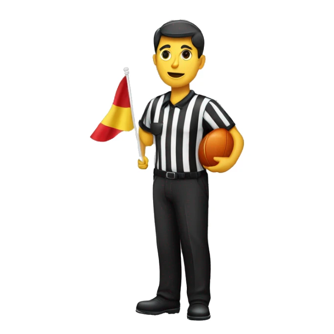 Assistant referee with a red and yellow flag of offside in his hand sticker