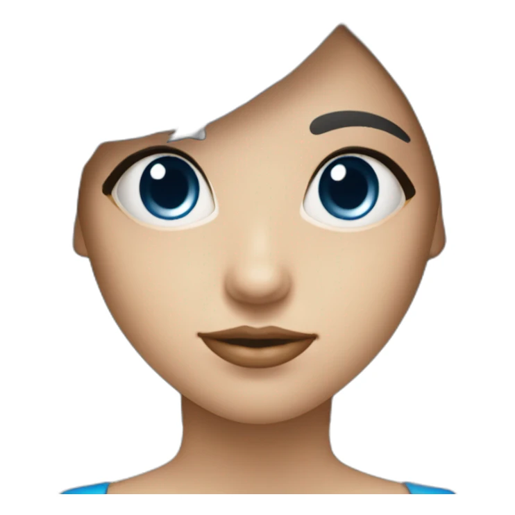 Fille aux yeux bleu brune avec une frange sticker