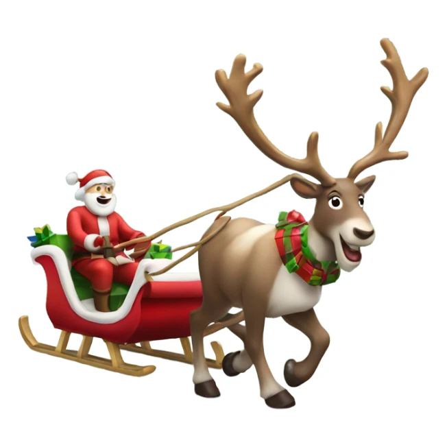 Real Reindeer pulling a christmas sleigh for Santa sticker