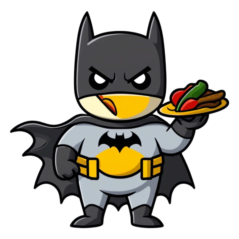 Batman eating chicken and fajita sticker