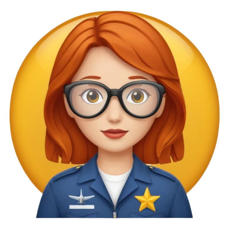 pilote d'avion femme rousse avec lunette de soleil sticker