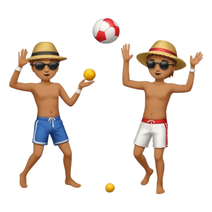 Throwing a ball at the beach to another person. sticker