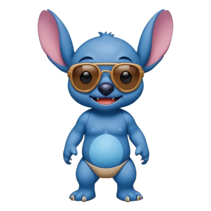 Stitch walking on the beach and saying hello sticker