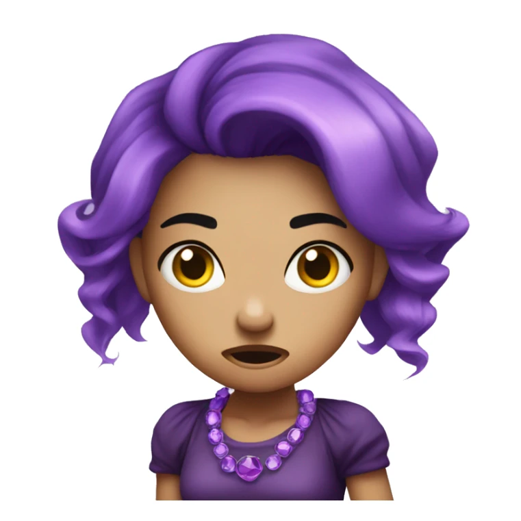 angry jewel girl with purple gem hair sticker