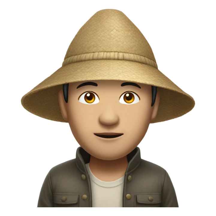 photorealistic Chinese peasant in sedge hat sticker