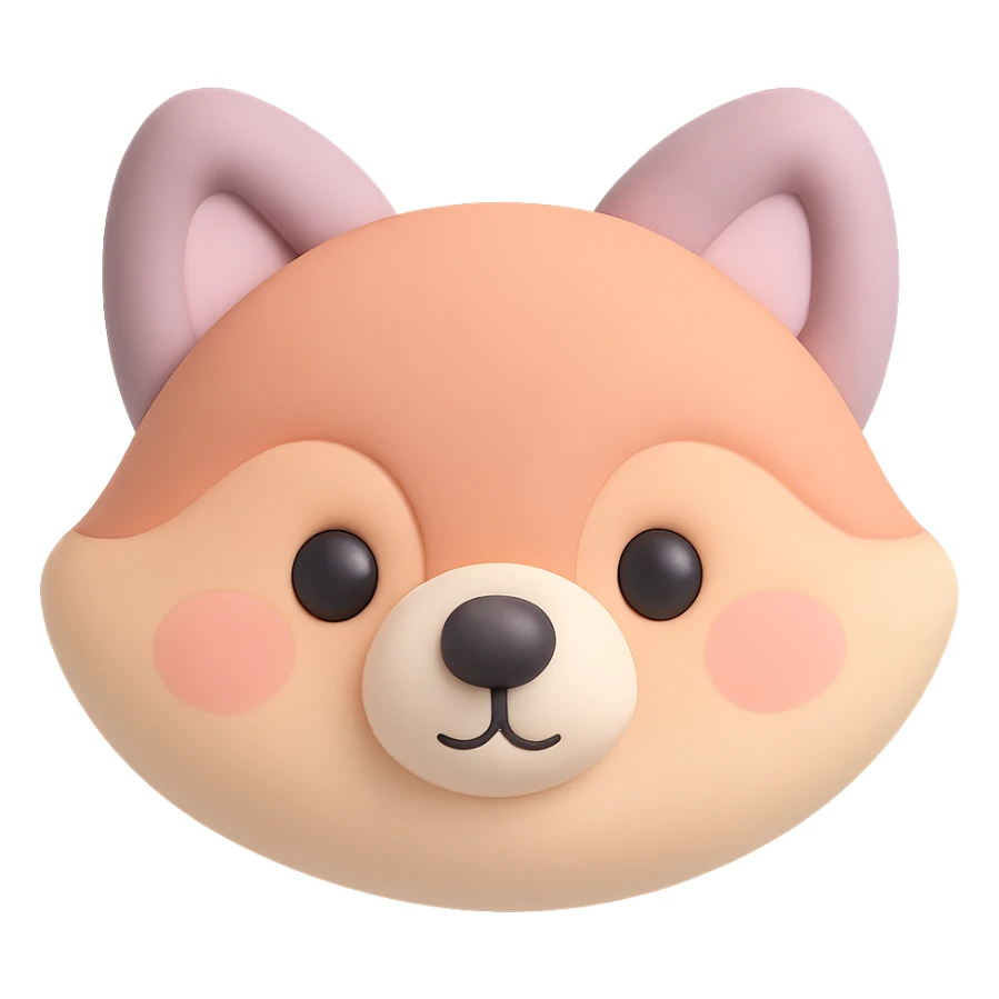 fox face, mochi illustration style sticker