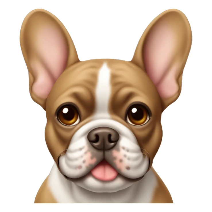 Brown French bulldog smiling with left ear folded sticker