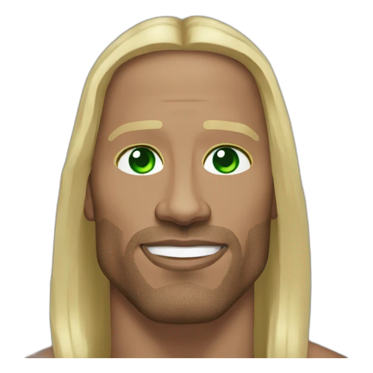 Dwayne Johnson with a White girl green eyes ans very long dark blond hair sticker