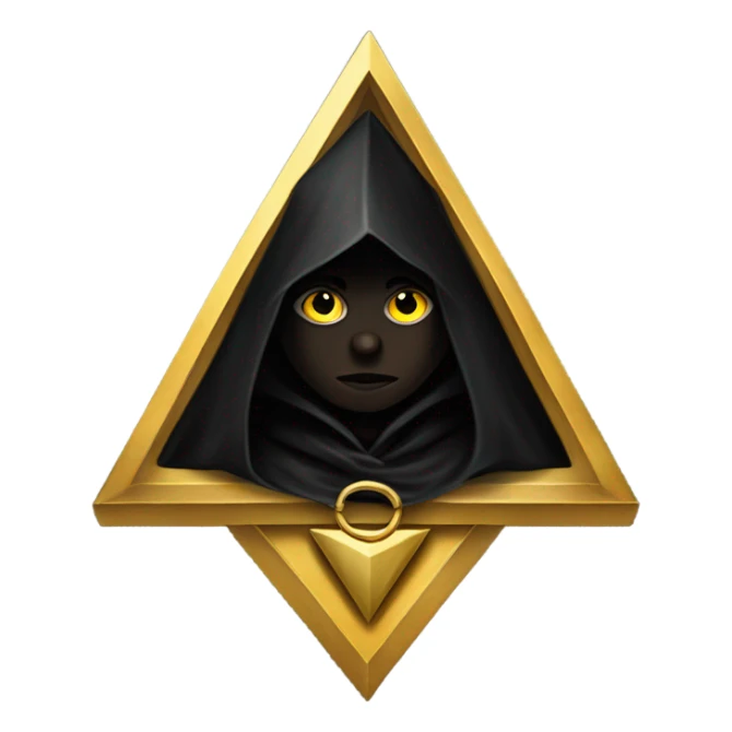 illuminati shadow figure standing in black cloak with gold triangle necklace sticker