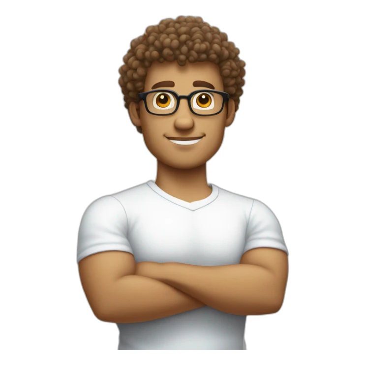 Curly haired version of Mr Clean arms crossed with glasses sticker
