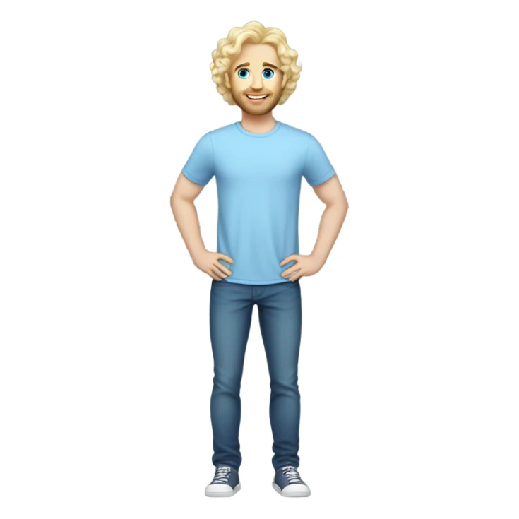 full body light curl blonde 30yo man blue eyed pale skin sticker