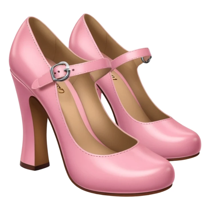 Has a rounded toe and a strap across the instep — one pink pair resembles this style.Mary Jane sticker